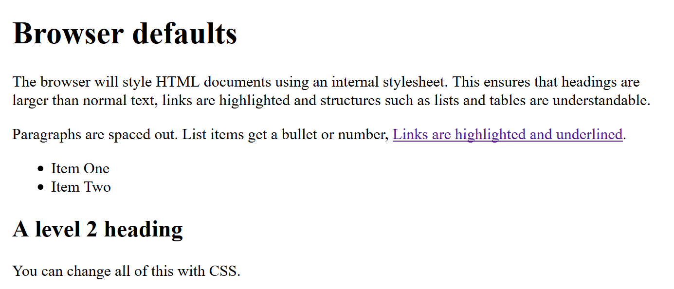 Die Standardstile eines Browsers